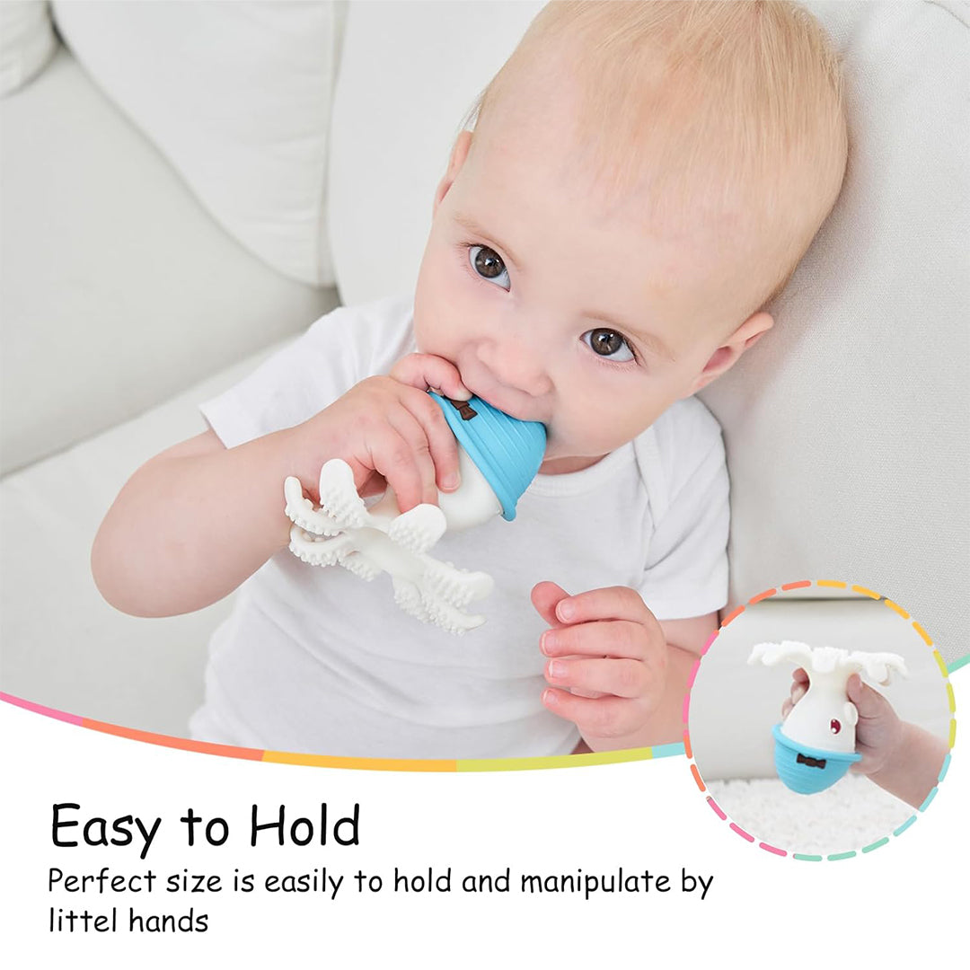 Mombella Ollie Octopus Baby Teether Toy - Blue