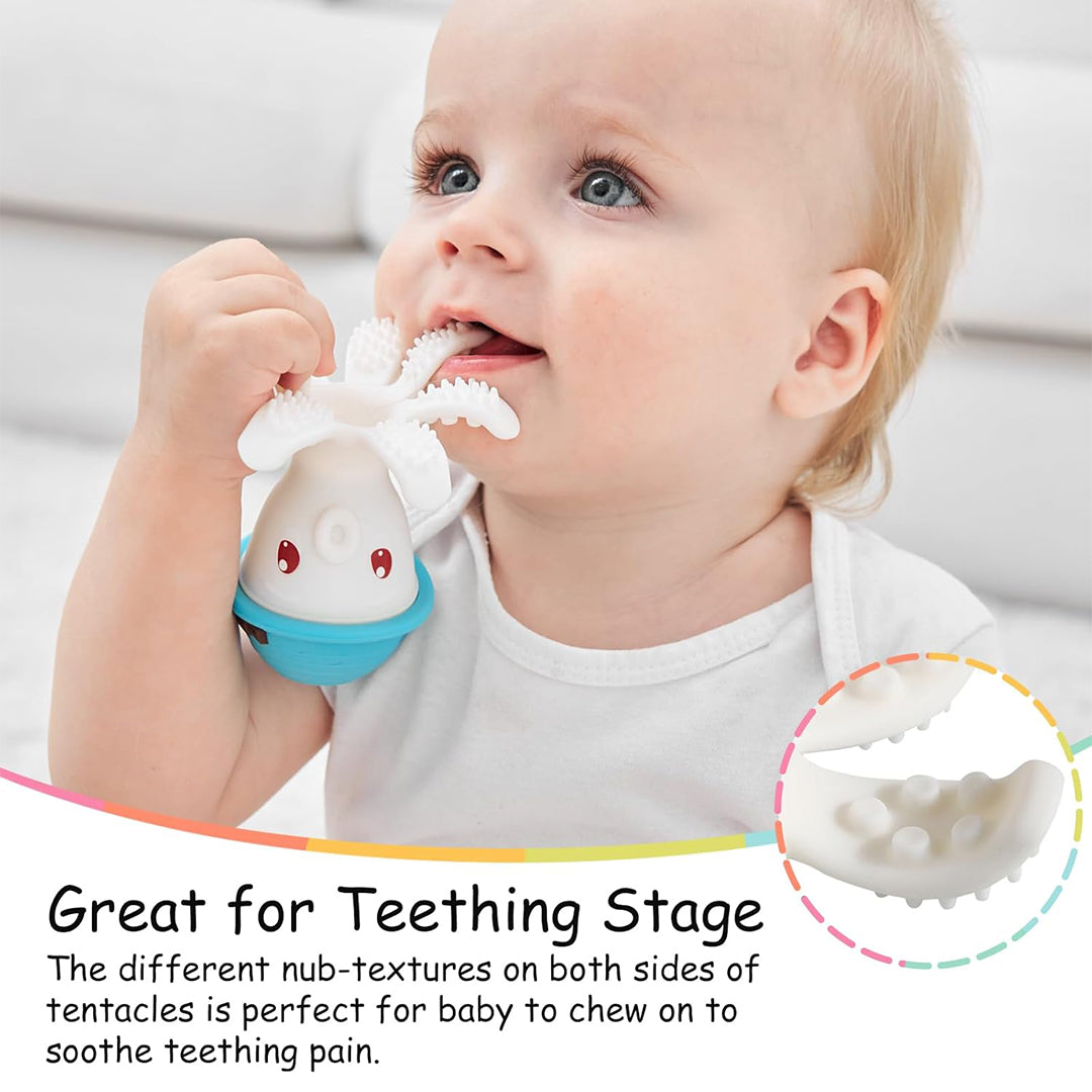 Mombella Ollie Octopus Baby Teether Toy - Blue