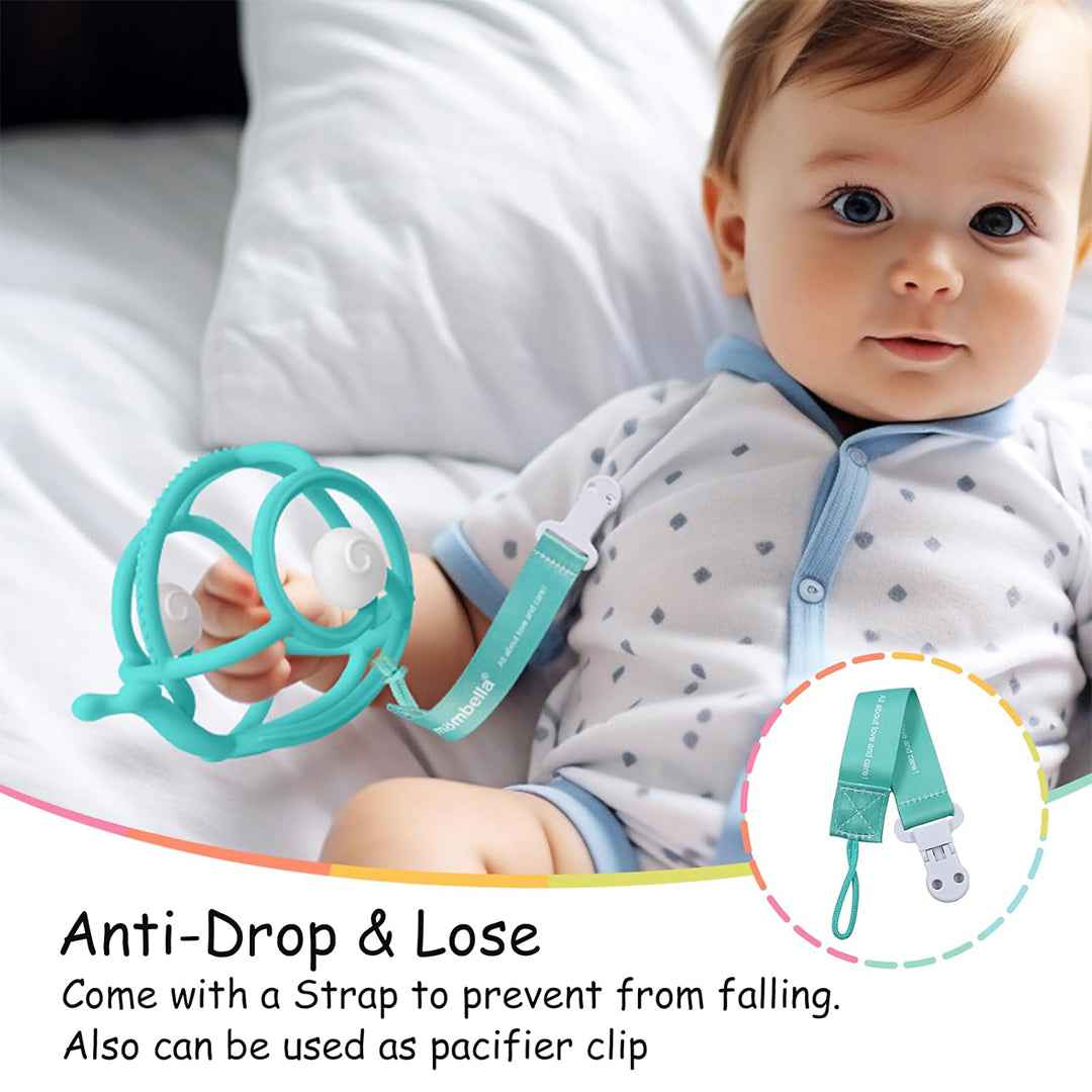 Mombella S2 Snail Rattle & Sensory Teether Toy Teal