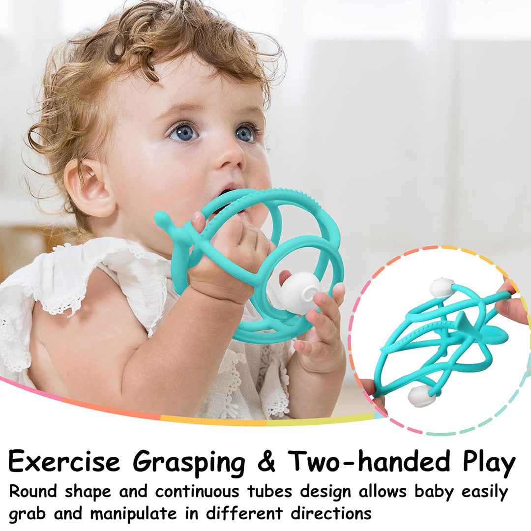 Mombella S2 Snail Rattle & Sensory Teether Toy Teal