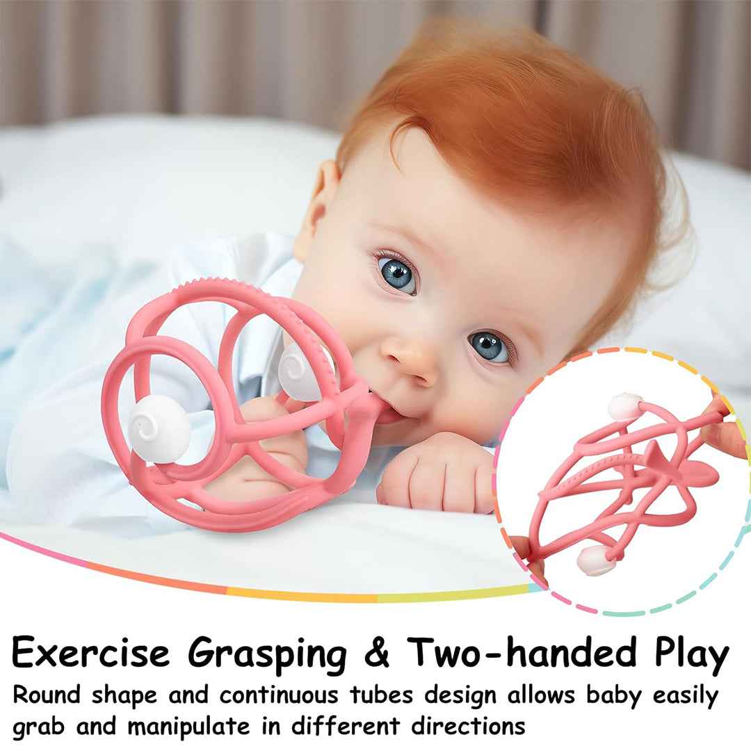 Mombella Snail Baby Teether Rattle Toy Pink