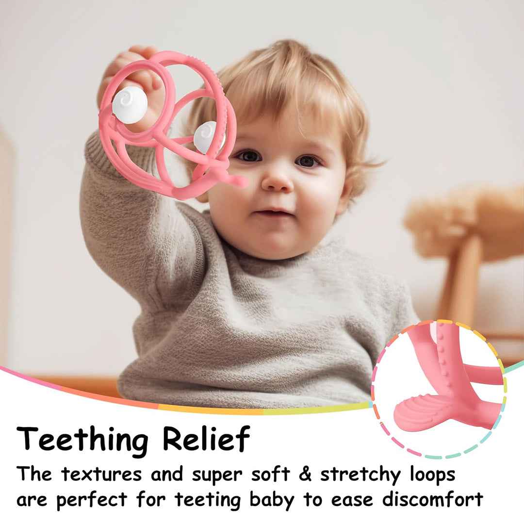 Mombella Snail Baby Teether Rattle Toy Pink