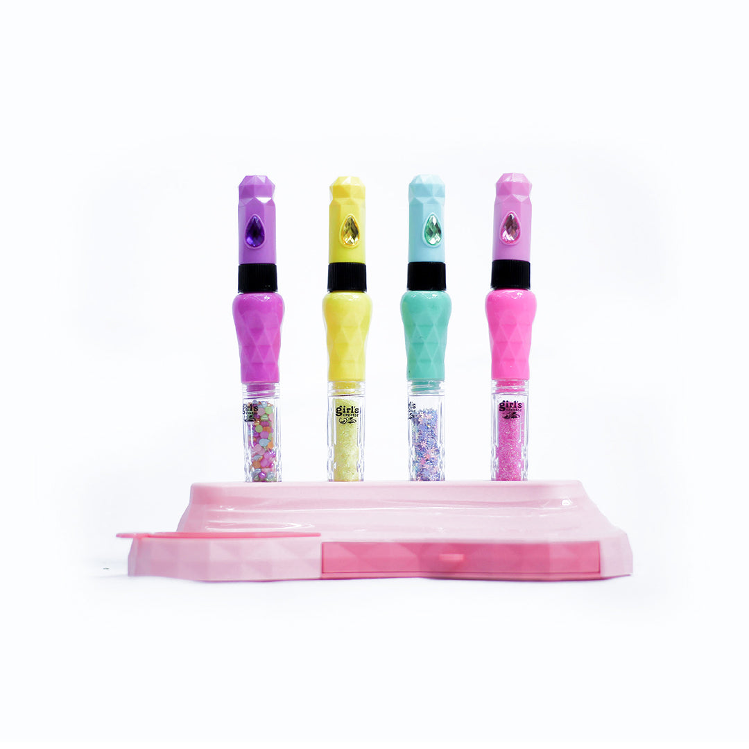 Kids Nail Art Set with Pens, Glitter & Stickers for Creative Fun
