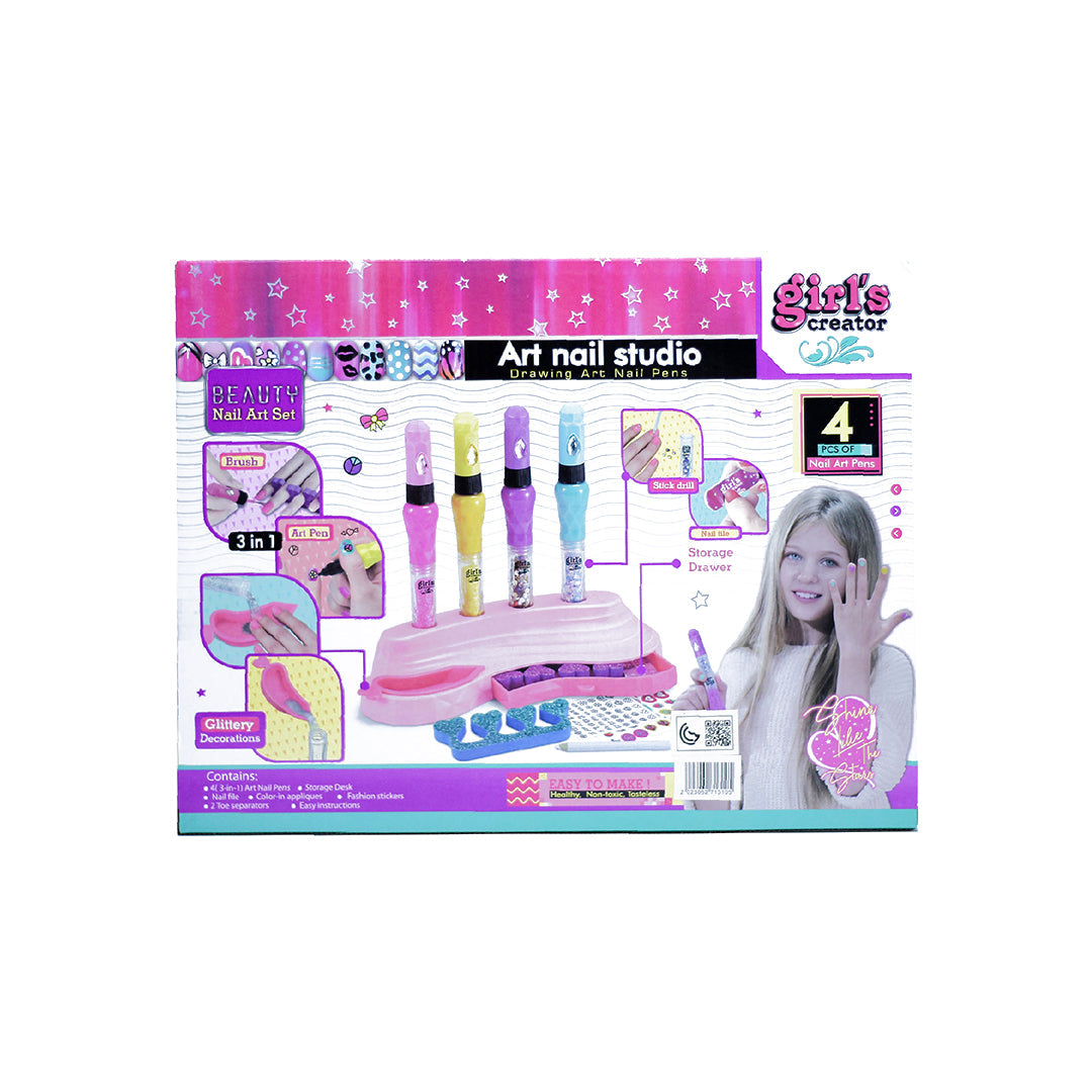 Kids Nail Art Set with Pens, Glitter & Stickers for Creative Fun