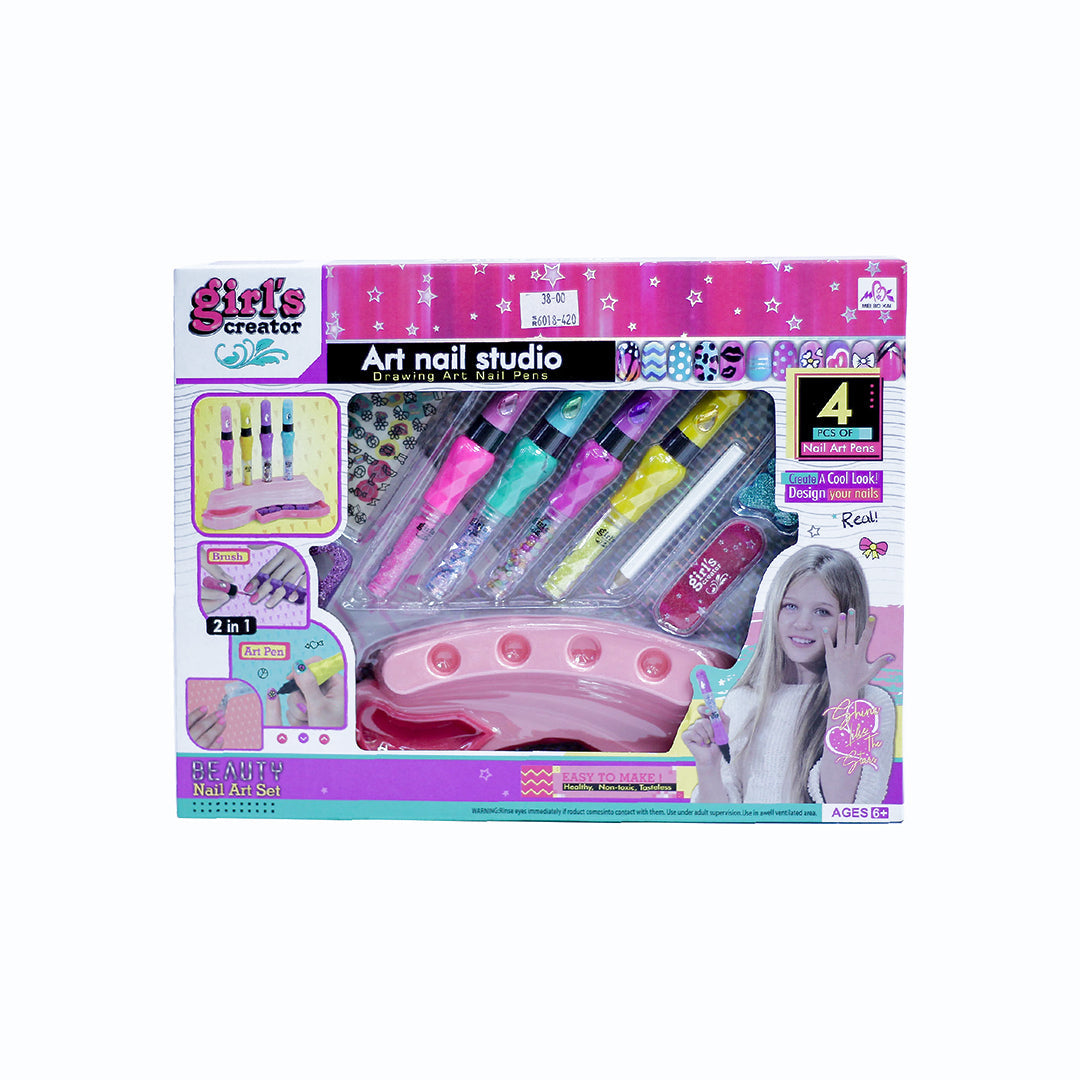 Kids Nail Art Set with Pens, Glitter & Stickers for Creative Fun