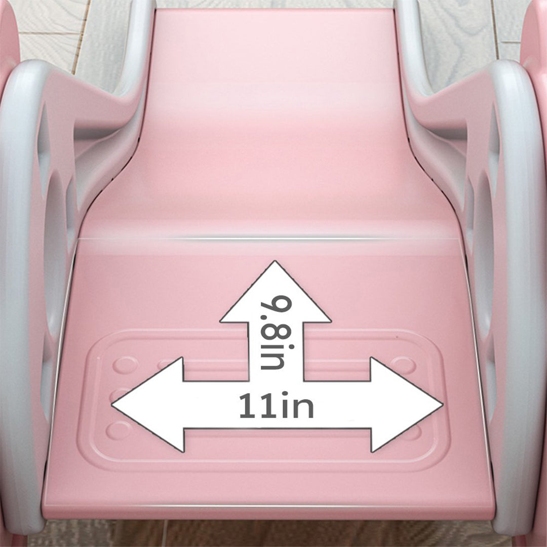 Close-up of Non-Slip Toddler Slide with Rounded Handrails
