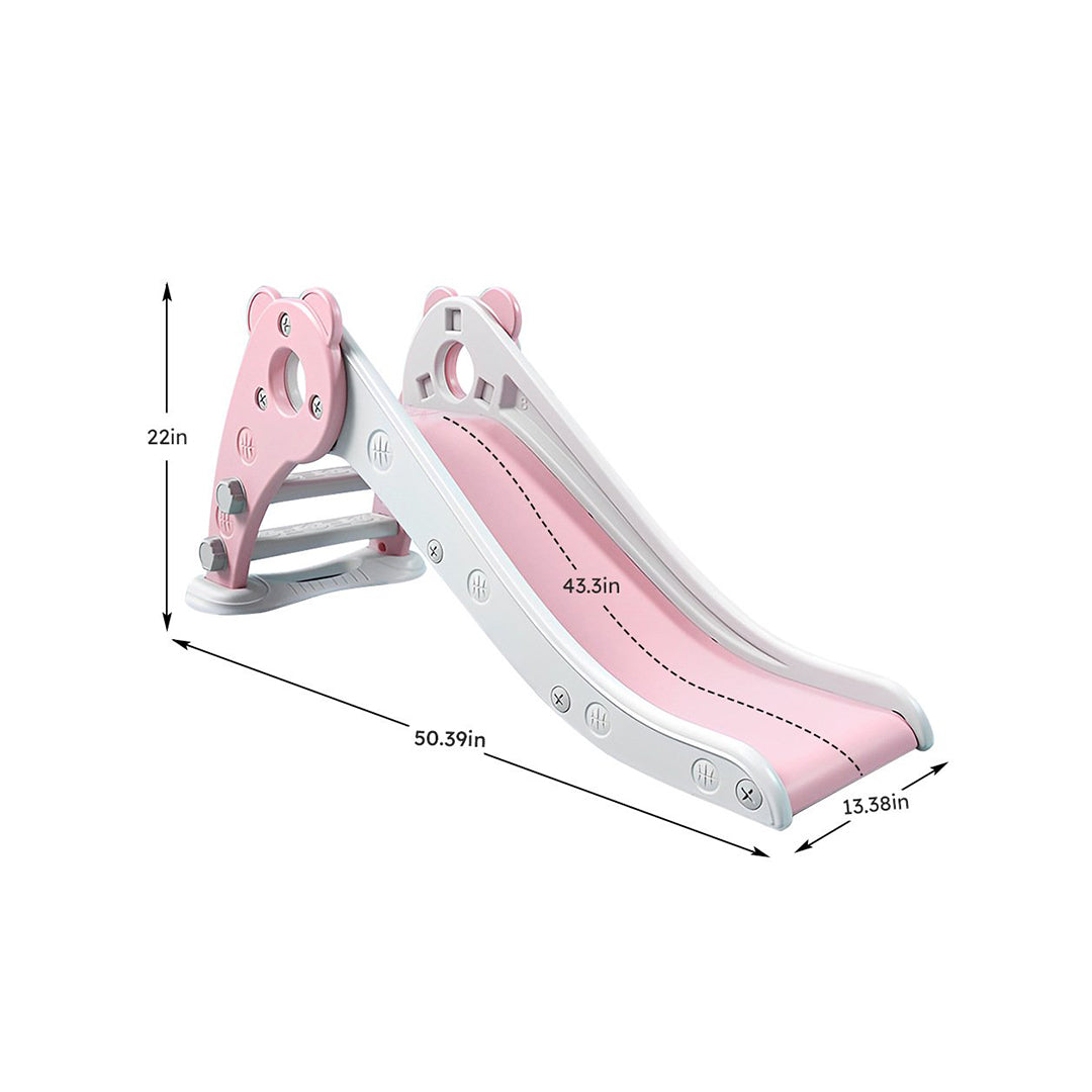 Foldable Indoor Toddler Slide & Ring Toss in Pink - Toyspry