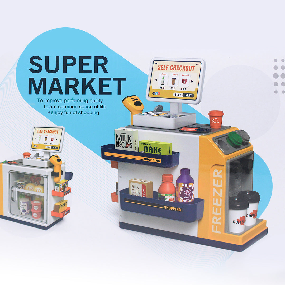 46-Piece Kids Supermarket Play Set with Scanner & POS Machine - Toyspry