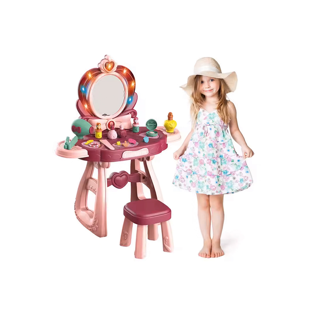 Kids Vanity Table Playset with Music and Lights - 36 Piece Makeup Toy for Girls