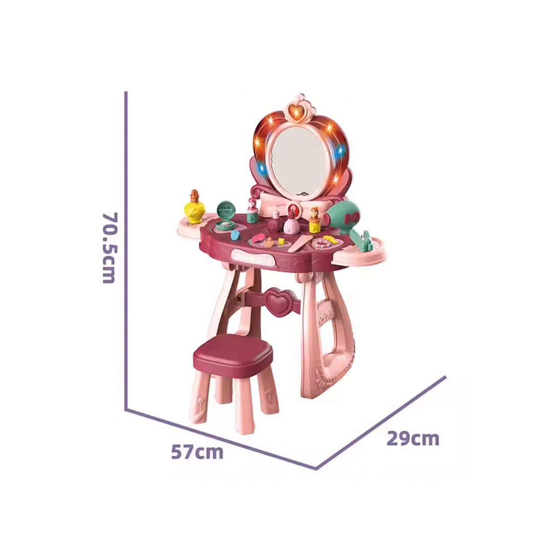 Kids Vanity Table Playset with Music and Lights - 36 Piece Makeup Toy for Girls