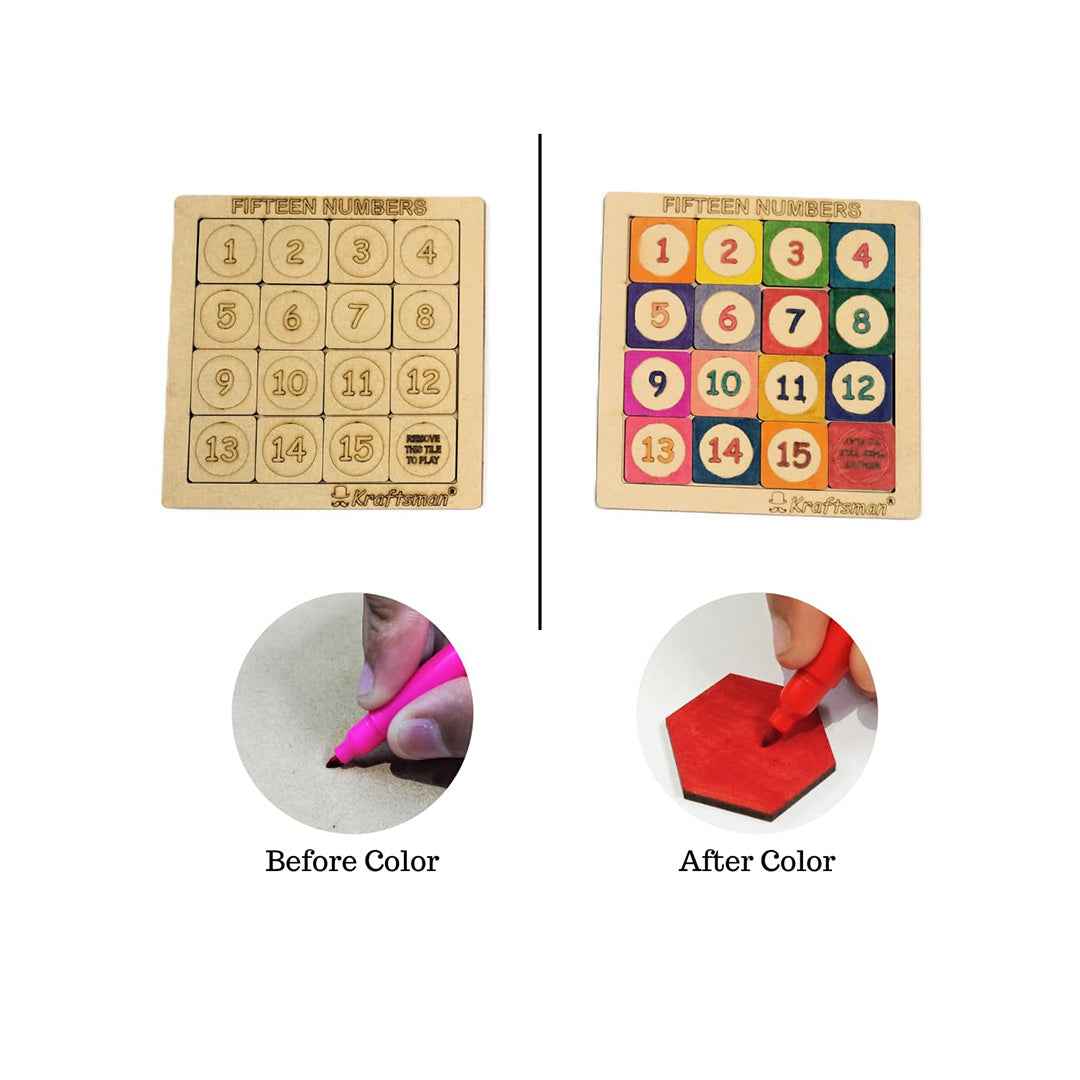 Kraftsman 15 Numbers Sliding Puzzle - Wooden Travel Game - Toyspry