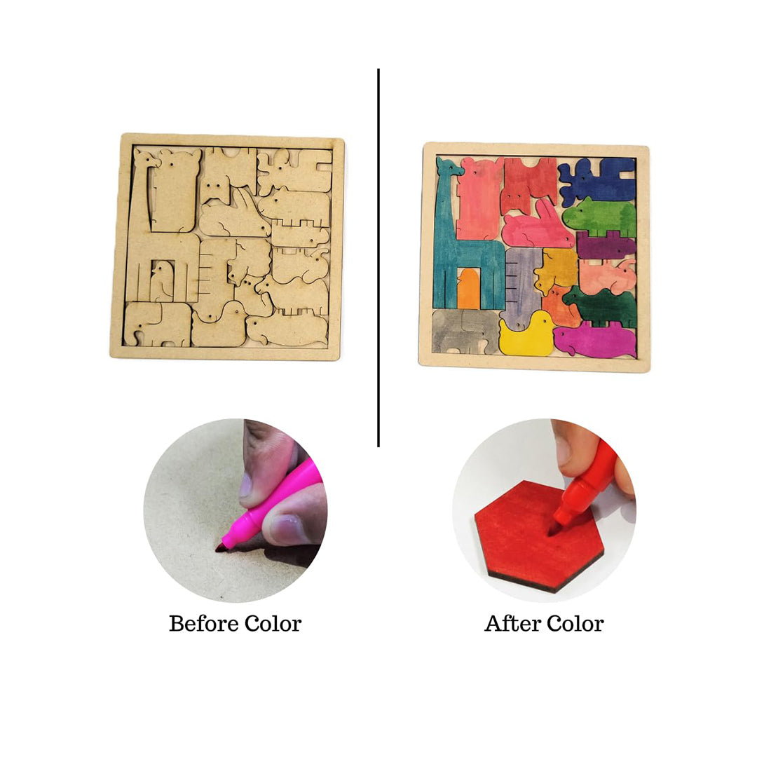 Kraftsman Animal Puzzle | 16-Piece DIY Color Your Own Zoo Kit