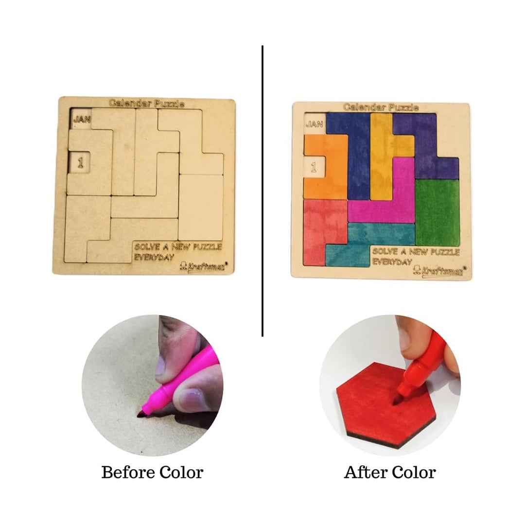 Kraftsman 365-Day Calendar Puzzle - DIY Color Your Own Kit - Toyspry