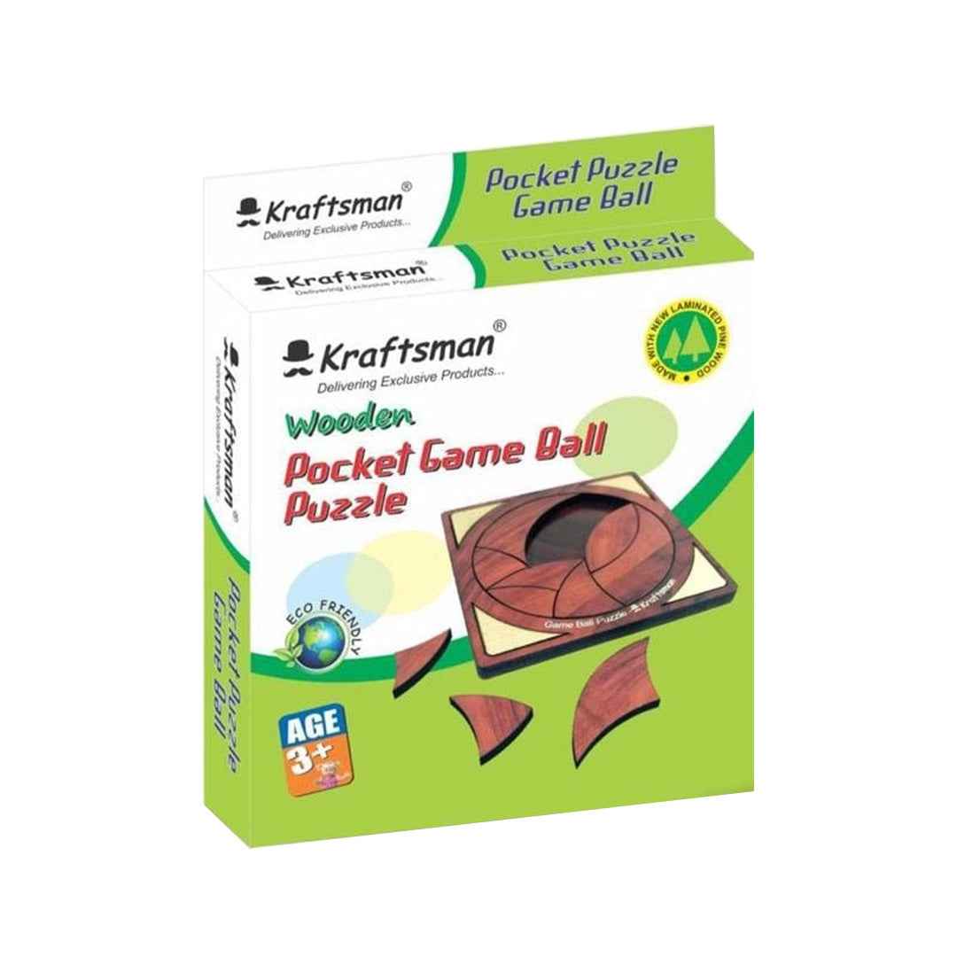 Kraftsman Mini Game Ball - Wooden Pocket Brain Teaser - Toyspry