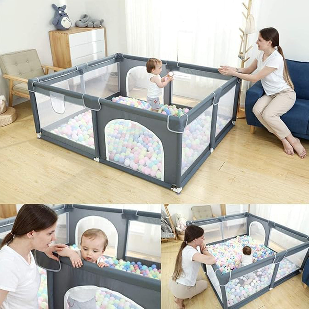 Large Playpen for Babies and Toddlers - Portable Playard with Non-Slip Base & Breathable Mesh
