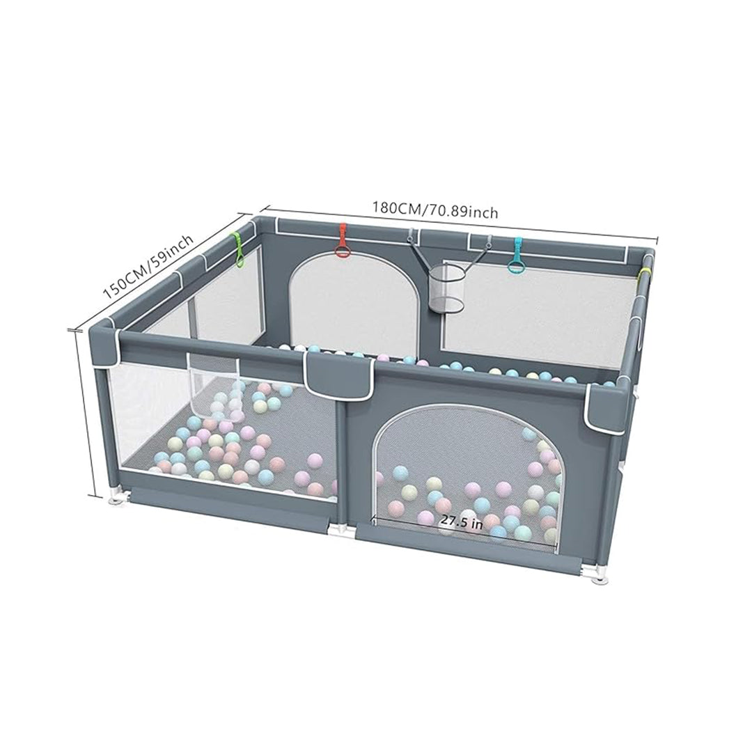 Large Playpen for Babies and Toddlers - Portable Playard with Non-Slip Base & Breathable Mesh