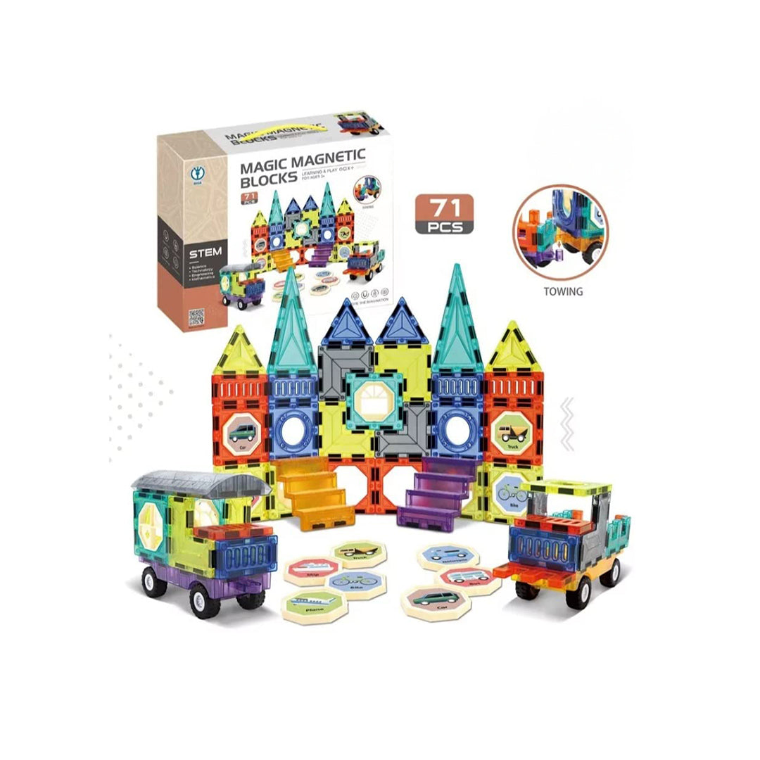 71-Piece Magic Magnetic Blocks STEM Building Set - Toyspry