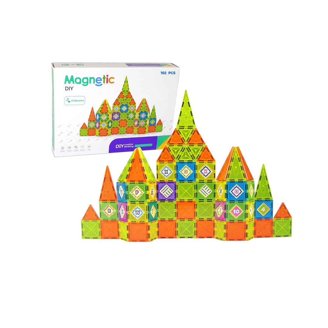 Magnetic DIY Tile Building Set 102 pcs for creative play.