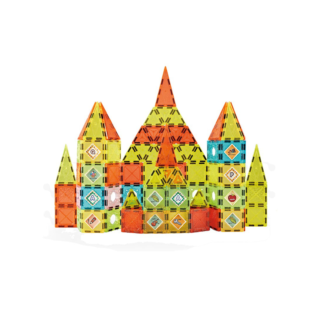 Magnetic DIY Tile Building Set: 102 Pcs STEM Magnetic Tiles for Kids 3+