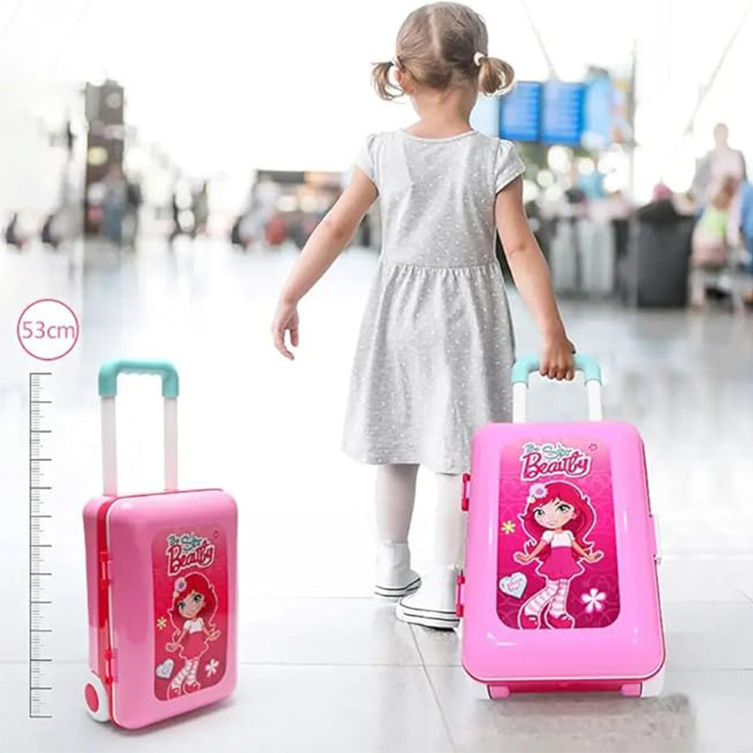 21-Piece Kids Makeup Set with Vanity Table & Trolley - Toyspry
