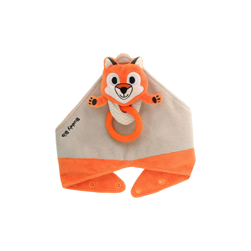 Malarkey Kids Buddy Bib - 3-in-1 Sensory Teething Toy (Felix Fox)