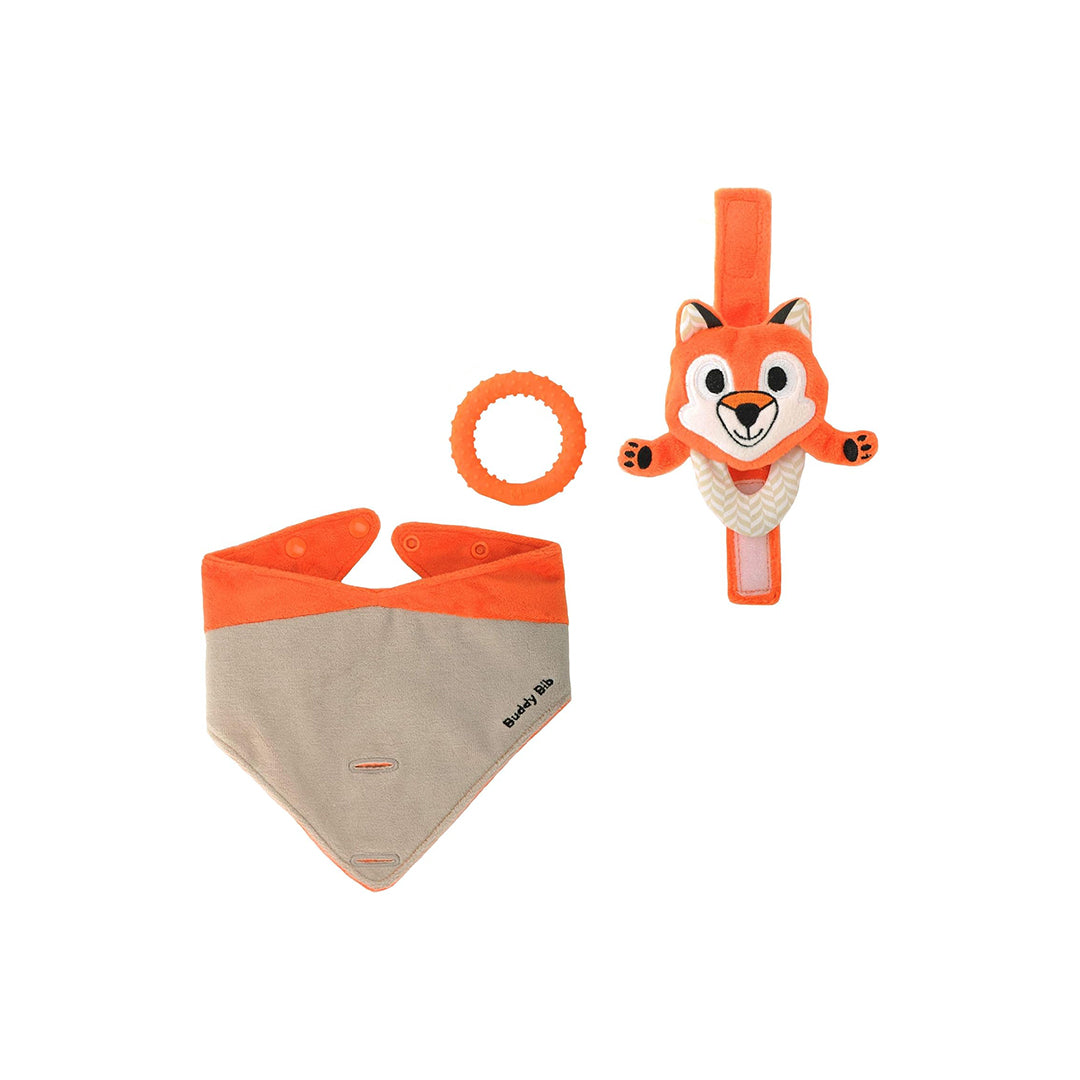 Malarkey Kids Buddy Bib - 3-in-1 Sensory Teething Toy (Felix Fox) - Toyspry