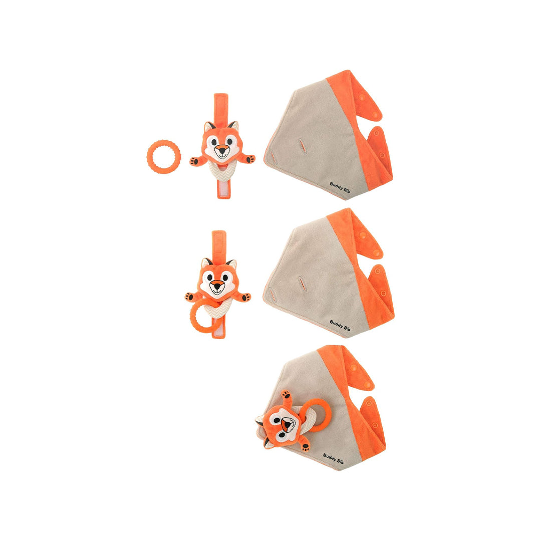 Malarkey Kids Buddy Bib - 3-in-1 Sensory Teething Toy (Felix Fox)