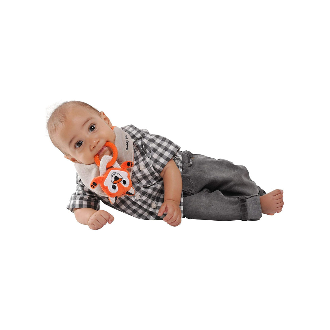 Malarkey Kids Buddy Bib - 3-in-1 Sensory Teething Toy (Felix Fox) - Toyspry