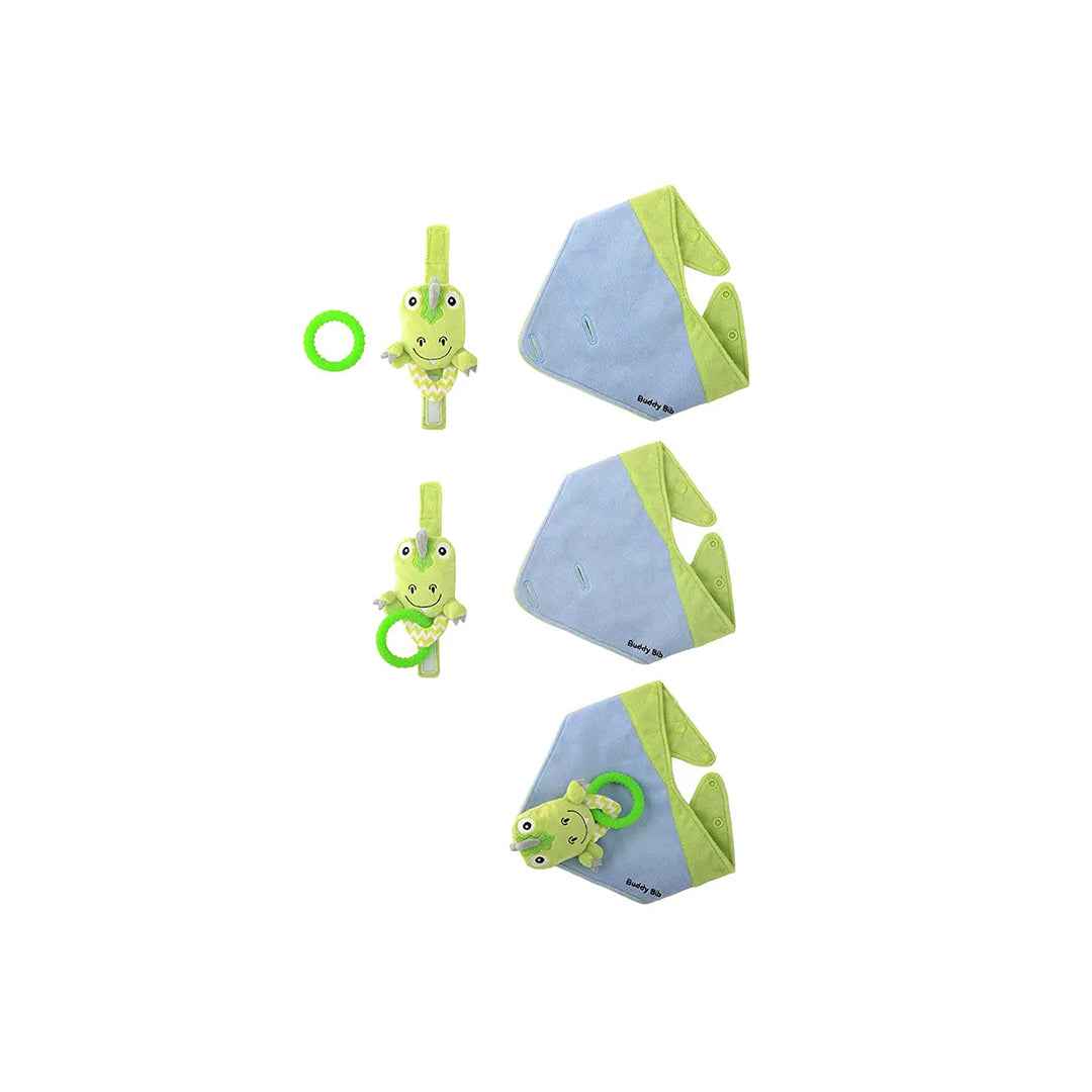 Malarkey Kids Buddy Bib - 3-in-1 Sensory Teething Toy (T-Rex)