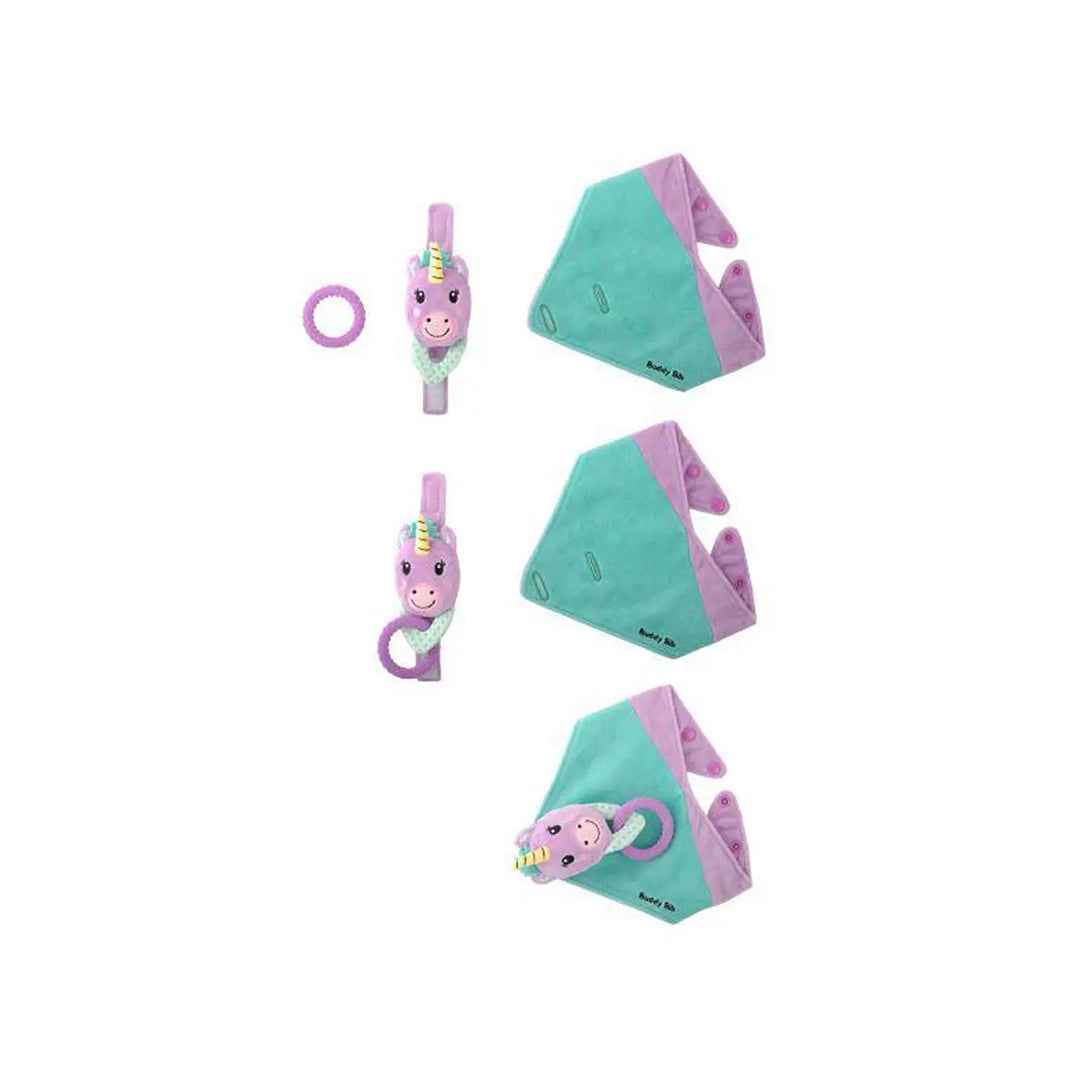 Malarkey Kids Buddy Bib - 3-in-1 Sensory Teething Toy (Unice Unicorn)