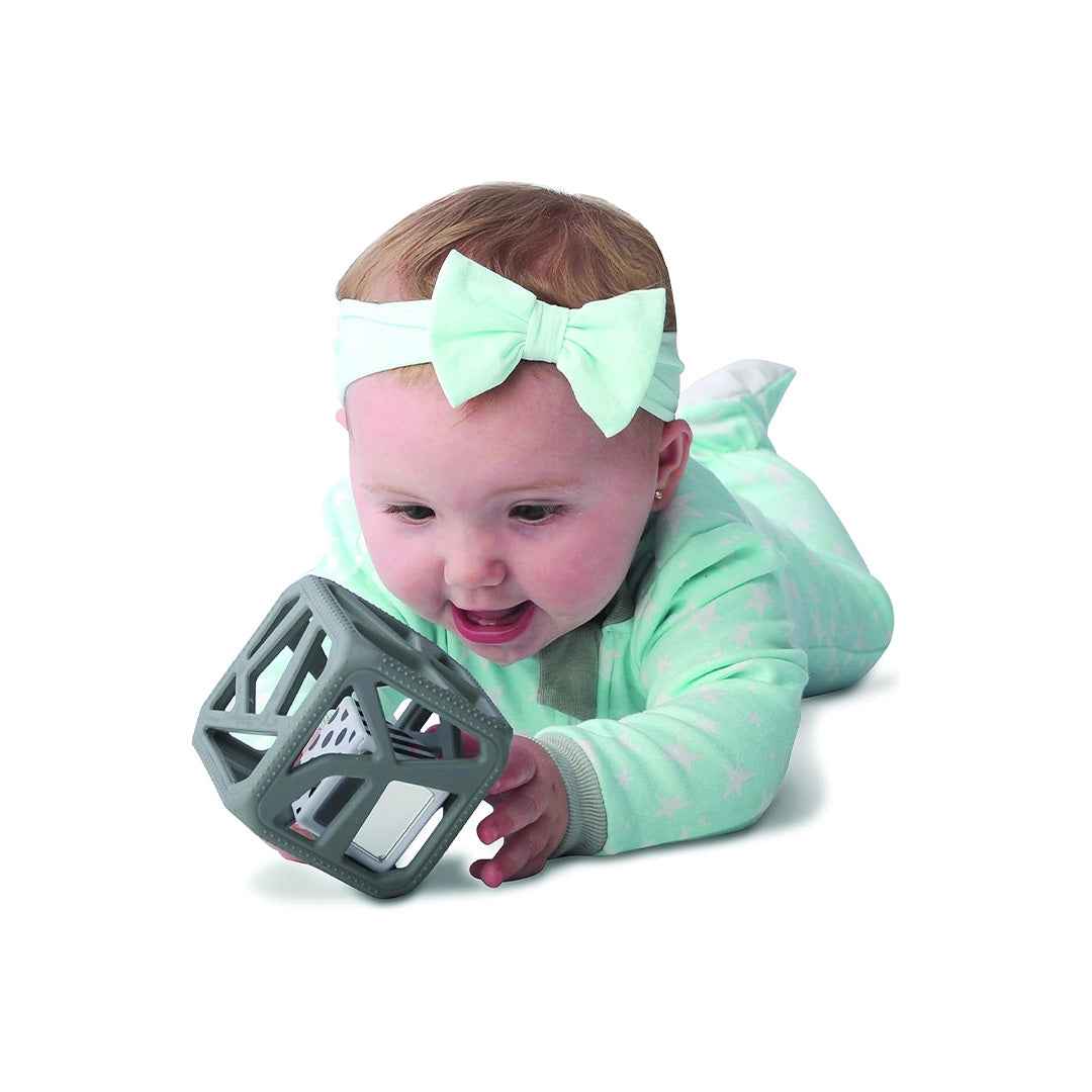 Malarkey Kids Chew Cube - Sensory Teether Rattle (Grey)