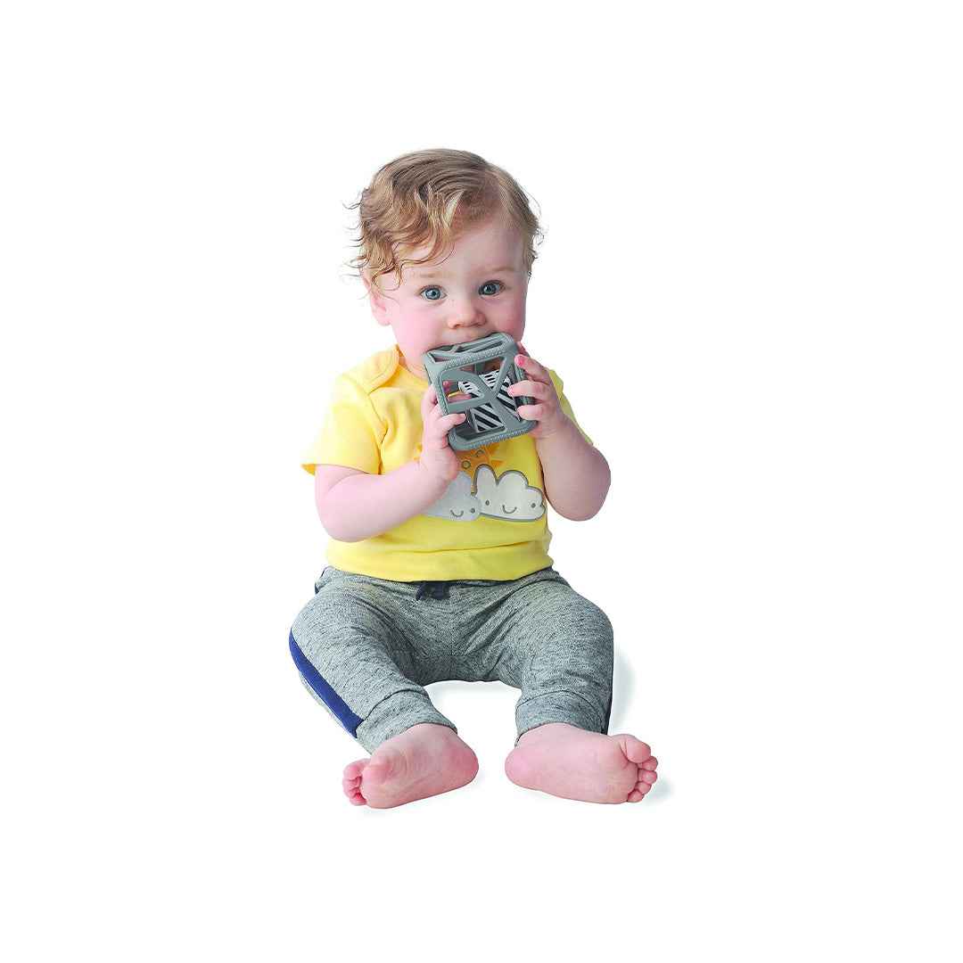 Malarkey Kids Chew Cube - Sensory Teether Rattle (Grey) - Toyspry