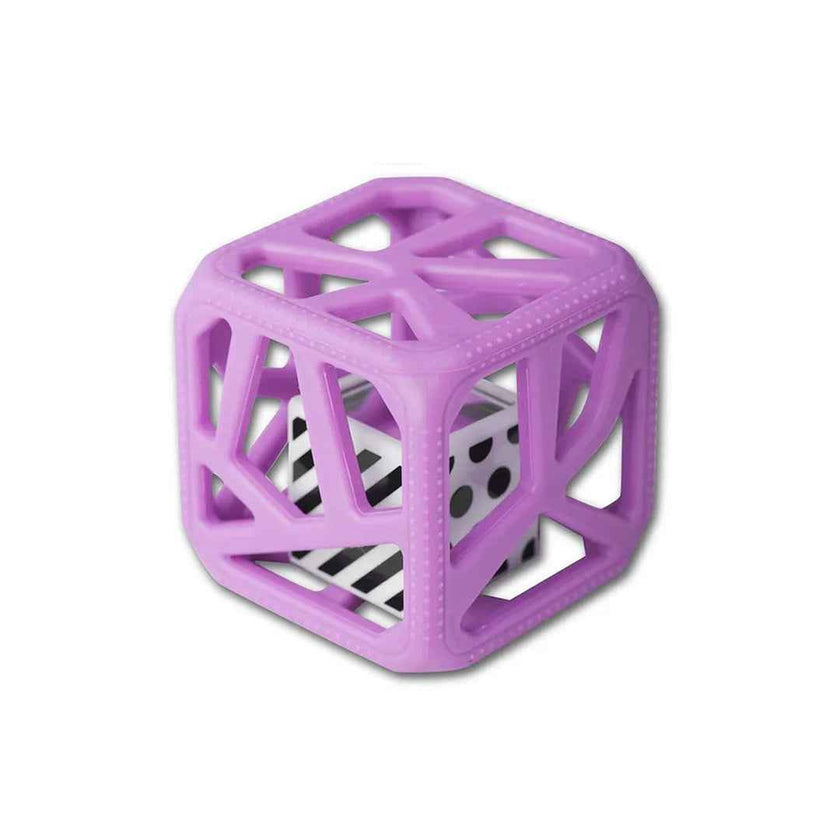 Malarkey Kids Chew Cube - Sensory Teether Rattle (Purple)
