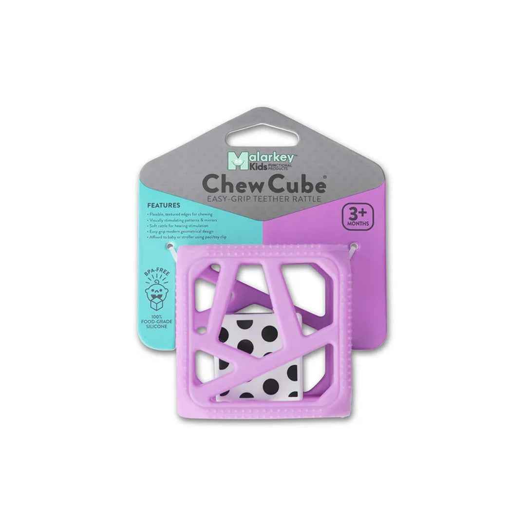 Malarkey Kids Chew Cube - Sensory Teether Rattle (Purple) - Toyspry