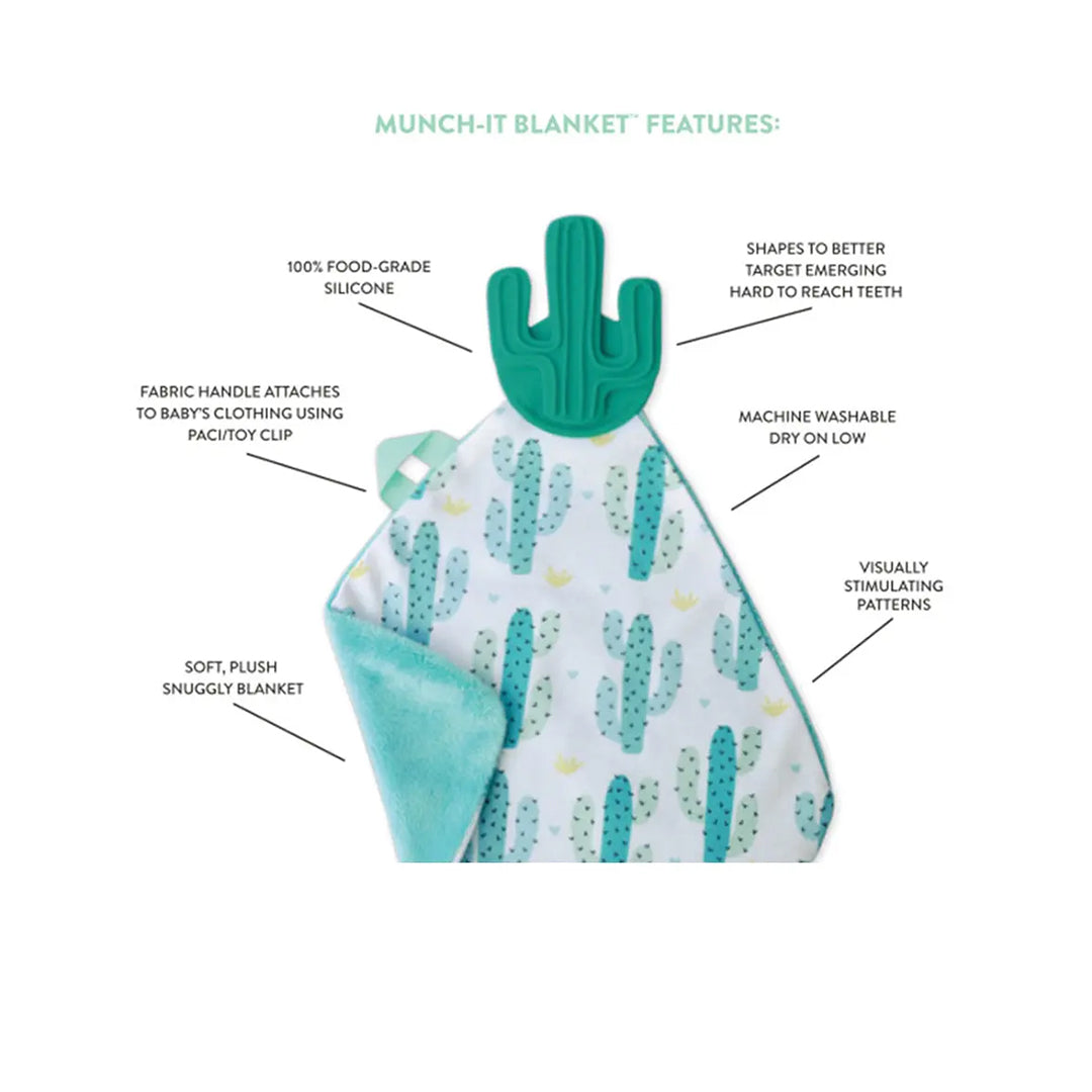 Malarkey Kids Munch-it Blanket - Sensory Teether Toy (Cacti Cutie Pie)