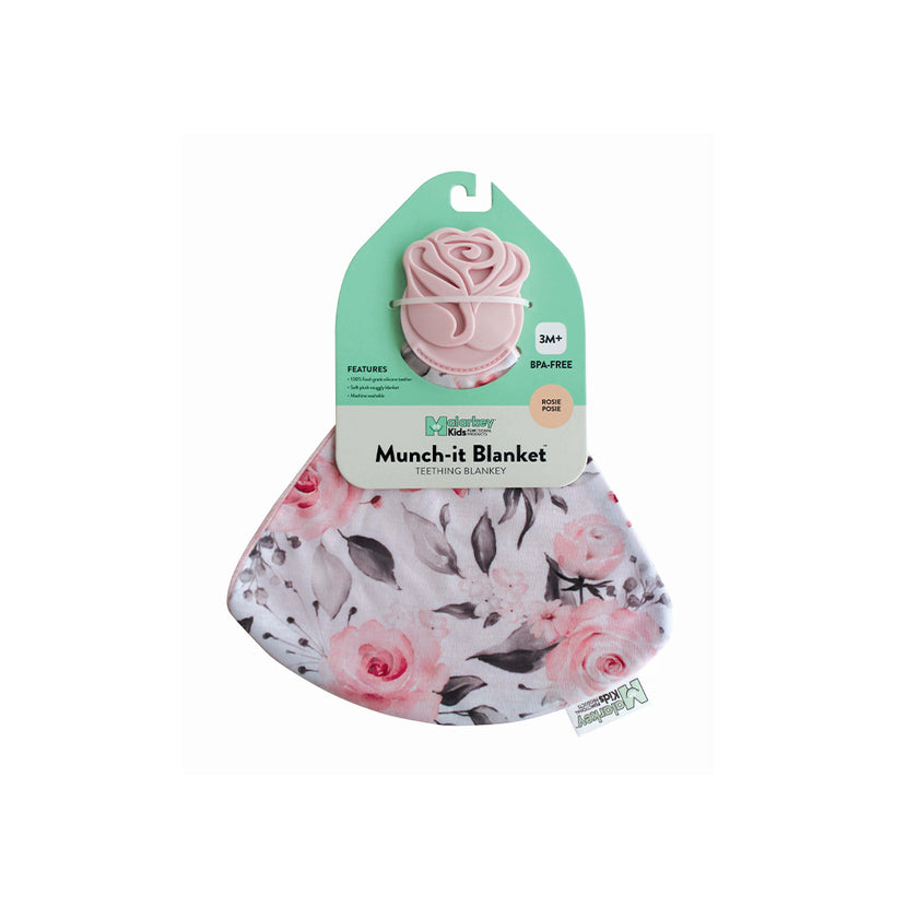 Malarkey Kids Munch-it Blanket - Sensory Teether Toy (Rosie Posie)