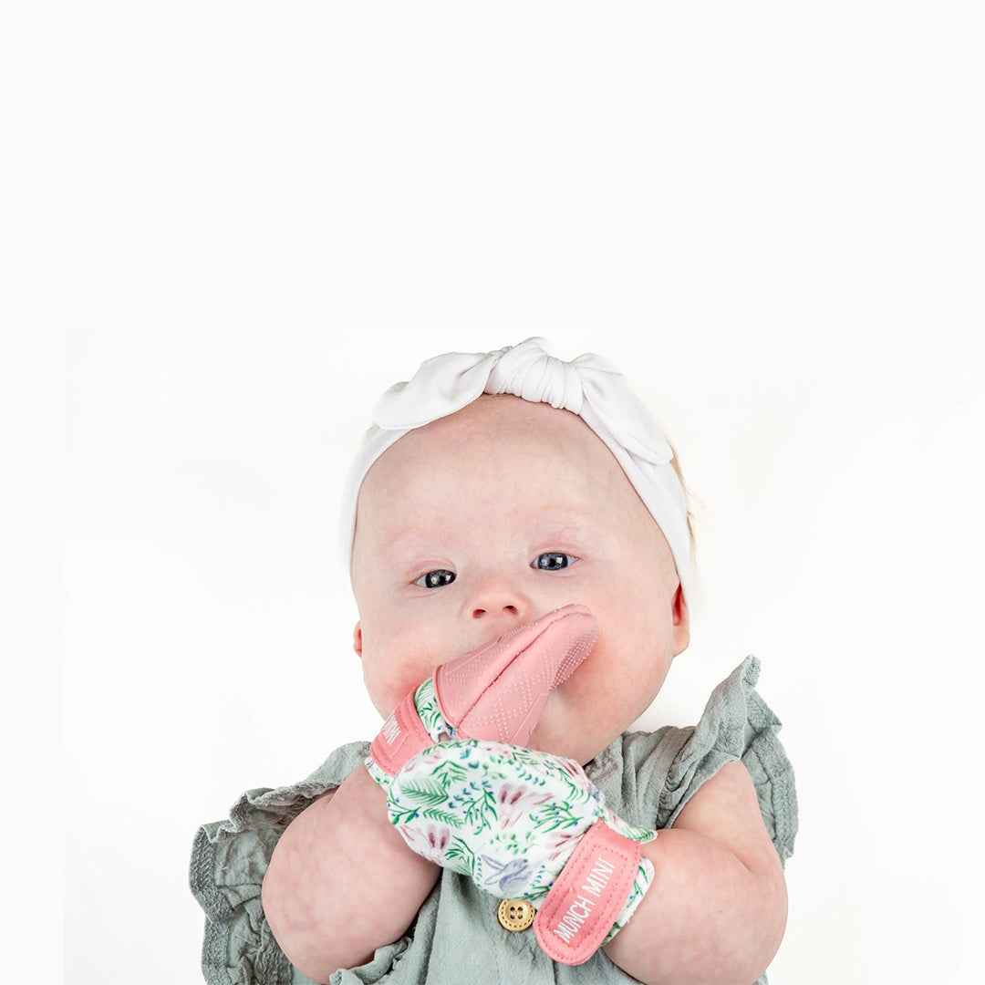 Malarkey Kids Munch Mitt Mini - Baby Teething Mitten (Floral Wishes) - Toyspry