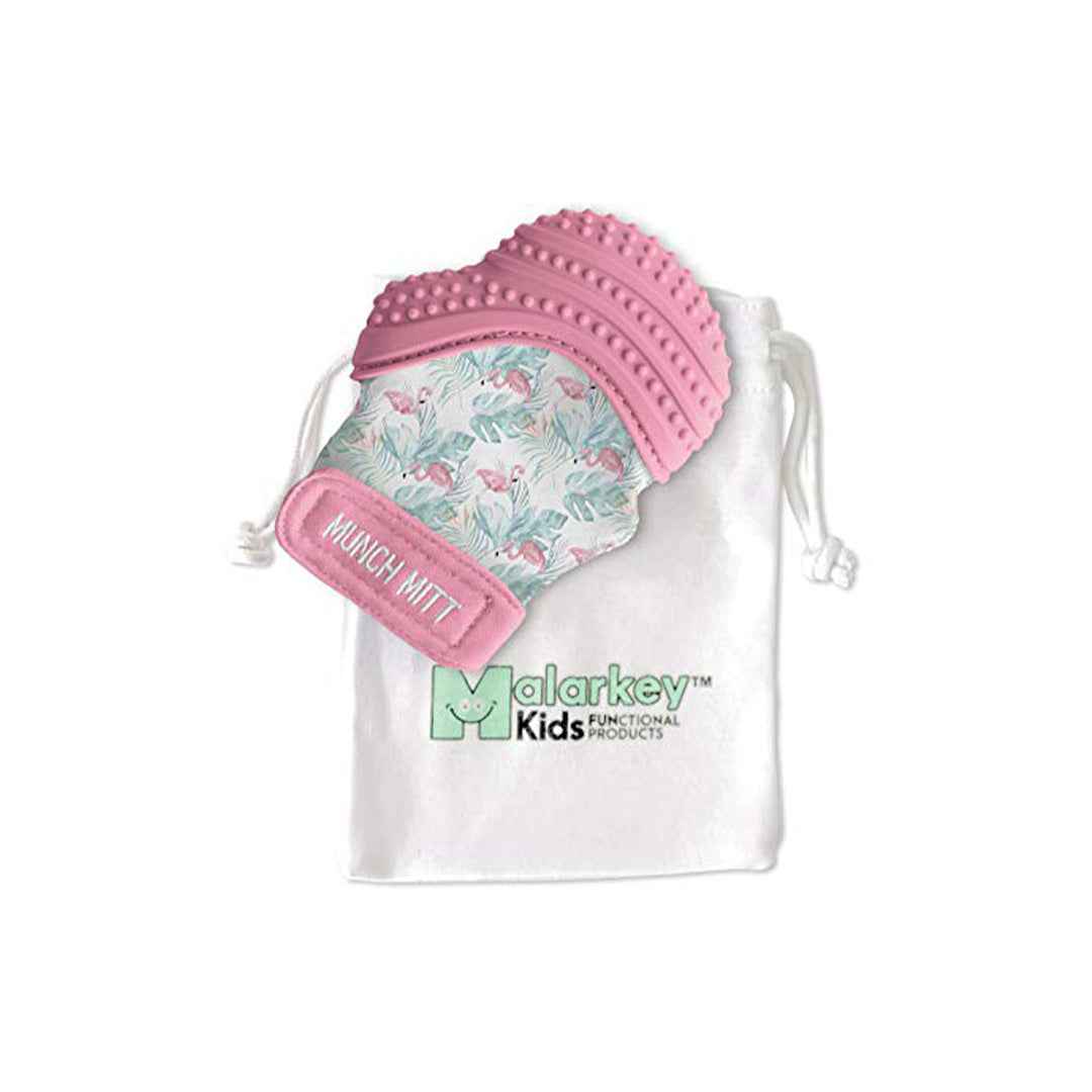 Malarkey Kids Munch Mitt - Baby Teething Mitten (Flamingo) - Toyspry