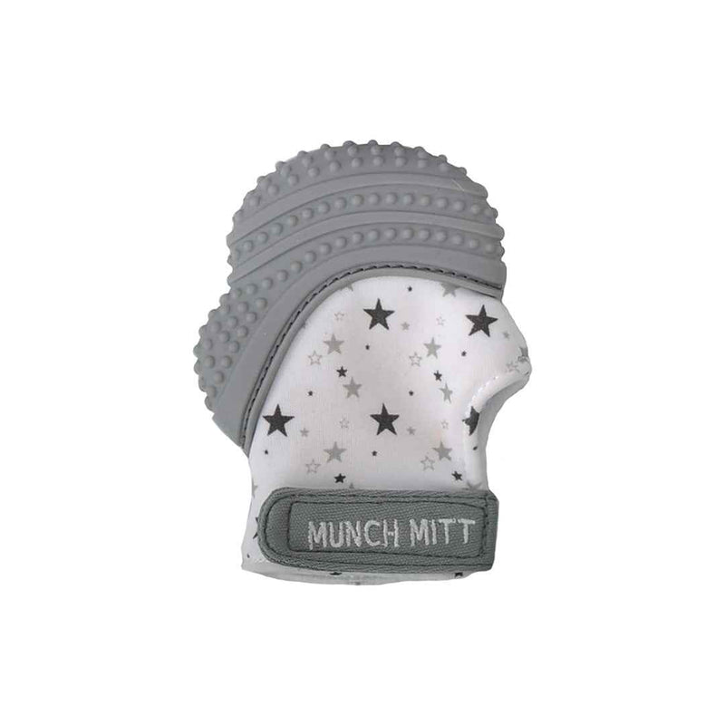 Malarkey Kids Munch Mitt - Baby Teething Mitten (Grey Stars)