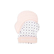 Malarkey Kids Munch Mitt - Baby Teething Mitten (Pastel Pink Hearts)