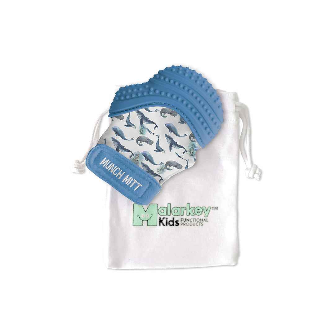 Malarkey Kids Munch Mitt - Baby Teething Mitten (Whales) - Toyspry
