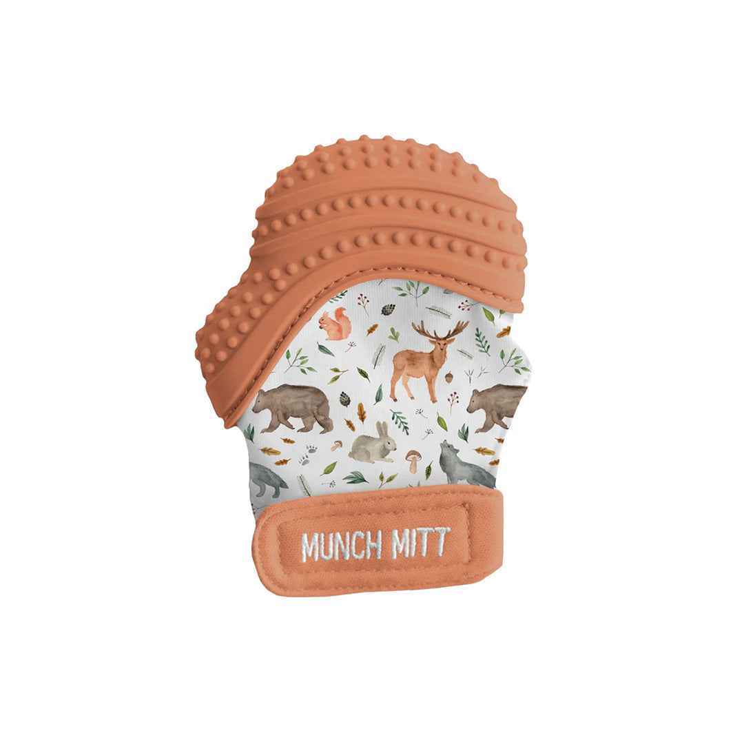 Malarkey Kids Munch Mitt - Baby Teething Mitten (Woodland Animal Brick) - Toyspry