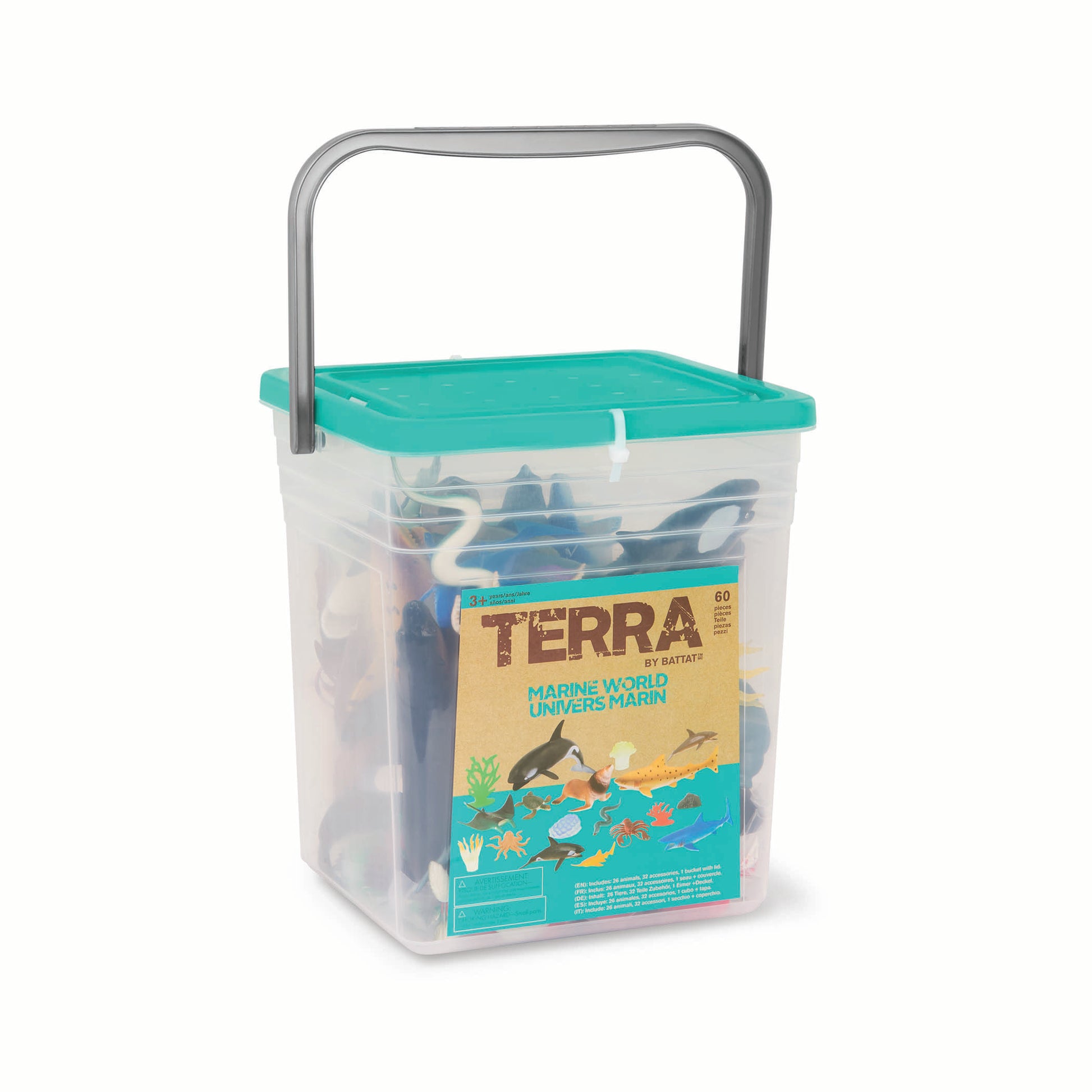 Terra Marine World Playset - 60 Piece Ocean Animal & Accessory Toy Set for Kids