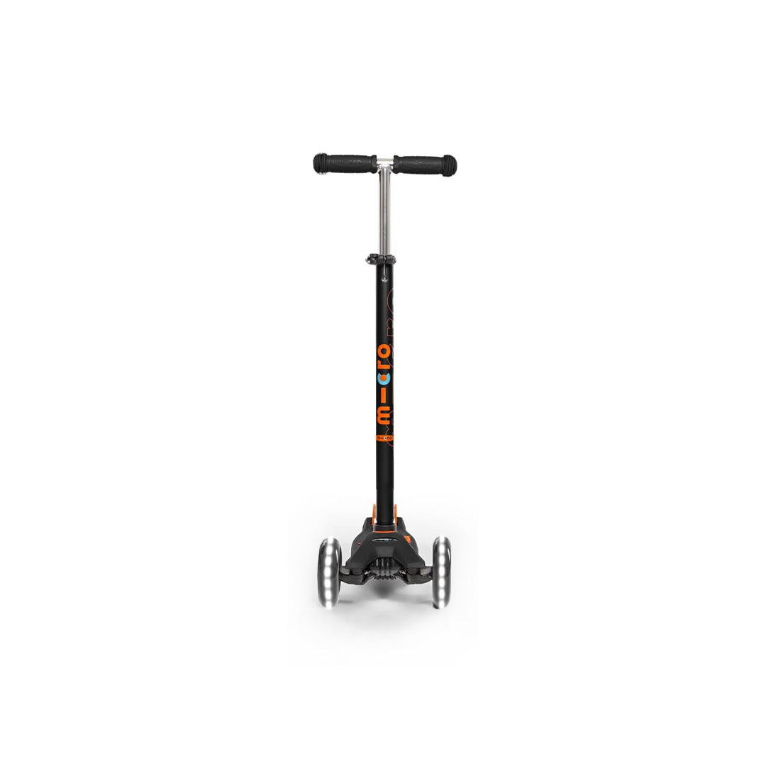 Micro Maxi Deluxe LED - 3-Wheel Kids Kick Scooter (Black/Orange) - Toyspry