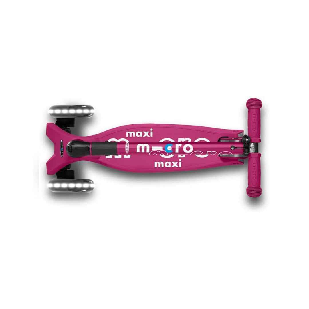 Micro Maxi Deluxe Foldable LED - 3-Wheel Kids Kick Scooter (Berry Red) - Toyspry