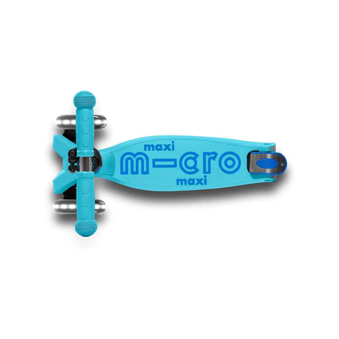 Micro Maxi Deluxe Foldable LED - 3-Wheel Kids Kick Scooter (Bright Blue) - Toyspry