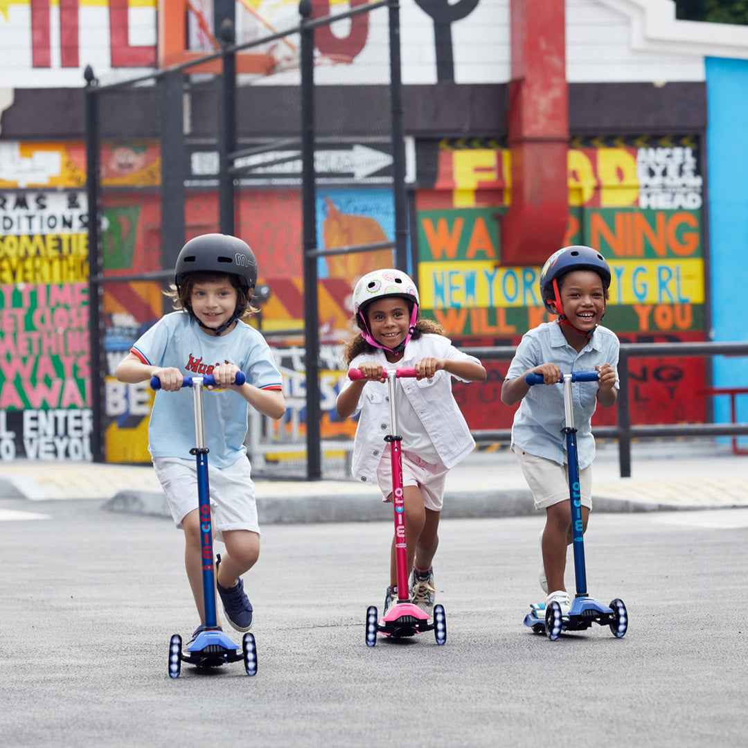 Micro Maxi Deluxe LED - 3-Wheel Kids Kick Scooter (Blue) - Toyspry