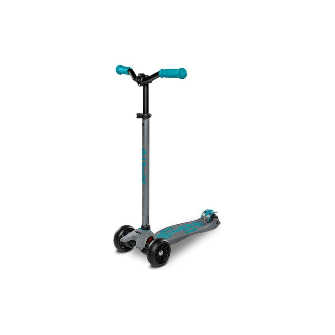 Micro Maxi Deluxe Pro - 3-Wheel Kids Kick Scooter (Grey/Aqua) - Toyspry