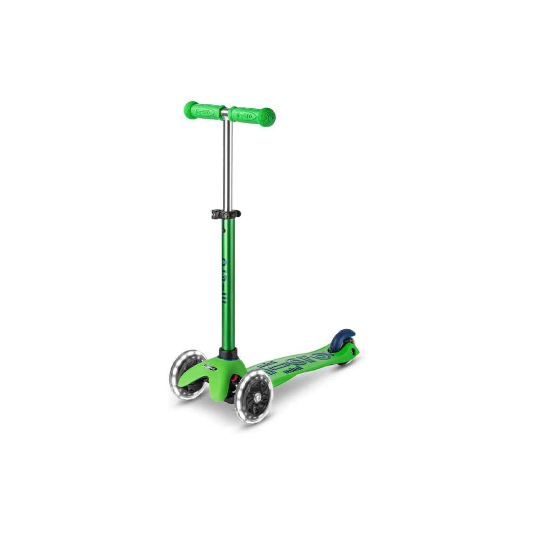Micro Maxi Deluxe Foldable LED - 3-Wheel Kids Kick Scooter (Green) - Toyspry