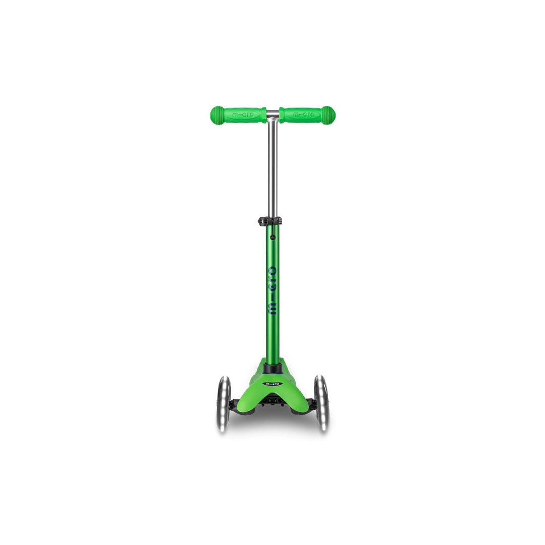 Micro Maxi Deluxe Foldable LED - 3-Wheel Kids Kick Scooter (Green) - Toyspry